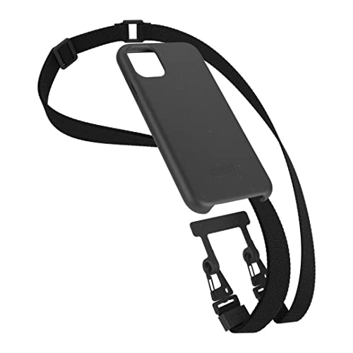 Woodcessories - Nachhaltige Handykette abnehmbar kompatibel mit iPhone 11 Hülle schwarz, mit zusätzlichem Wechsel Band aus Oeko-TEX Stoff (schwarz) von Woodcessories
