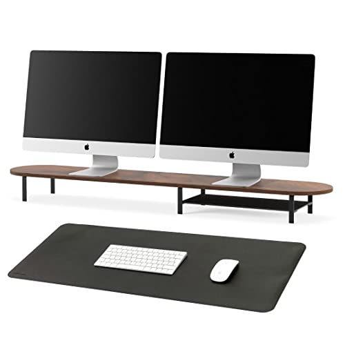 Woodcessories - Schreibtischzubehör Set 2-Teilig Holz, Monitorständer mit Ablage, vegane Schreibtischunterlage (Walnuss Dual) von Woodcessories