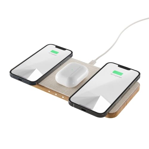 Woodcessories - Wireless Charger induktive 3 in 1 Ladestation aus Holz - inklusive 45W Schnelladegerät Netzstecker | Ladegerät aus Holz kompatibel mit Allen Qi-fähigen Endgeräten (Eiche) von Woodcessories