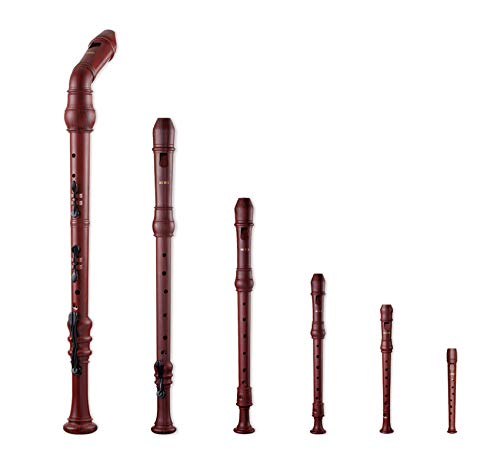 SMARTWOODI Blockflöten-Set RS-605BW Holzimitat (Bass, Tenor, Alt, Sopran, Sopranino & Garklein) von Woodi USA