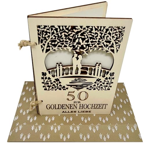 Woodland Mail Ewige Liebe: Holz-Jubiläumskarte für die goldene Hochzeit 50 gemeinsame Jahre von Woodland Mail