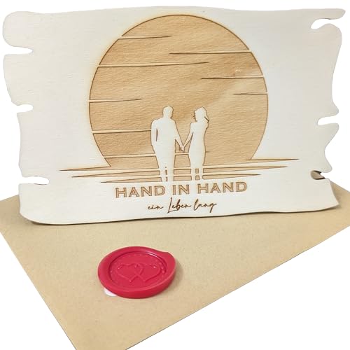 Woodland Mail Holz Grußkarte Hand in Hand ein Leben lang Hochzeitskarte Karte zur Hochzeit (Hochzeit) von Woodland Mail