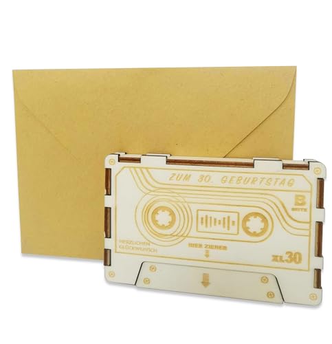Woodland Mail Lustige Kassette aus Holz zum 30. Geburtstag Geburtstagskarte Geldgeschenk Gutschein Geschenkkarte aus Holz zum 30. Geburtstag von Woodland Mail