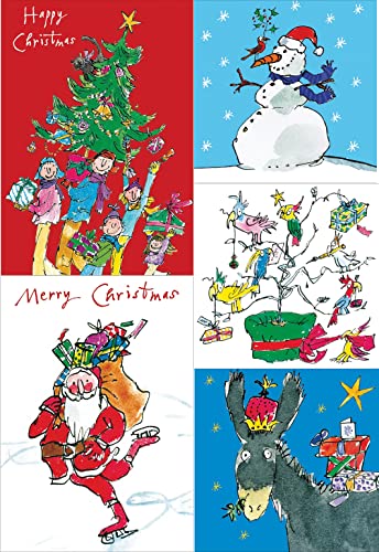 Woodmansterne Artistic Charity Weihnachtskarten "Supporting Childline" – Quentin Blake festliche Szenen – umweltfreundlich und recycelbar – Box mit 20 Karten von Woodmansterne