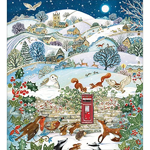 Woodmansterne Artistic Charity Weihnachtskarten – Winterlandschaft & britische Tierwelt – umweltfreundlich und recycelbar – Packung mit 5 Karten von Woodmansterne