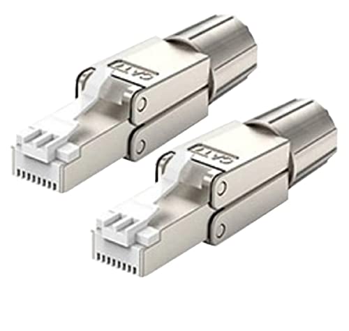 2 Stück Netzwerkstecker CAT 7 werkzeuglos CAT 7 RJ45 LAN Kabel Stecker ohne Werkzeug werkzeugfrei CAT6a CAT6 CAT5 Verlegekabel Patchkabel Netzwerkkabel Toolless Plug Connector shielded geschirmt von Wooja