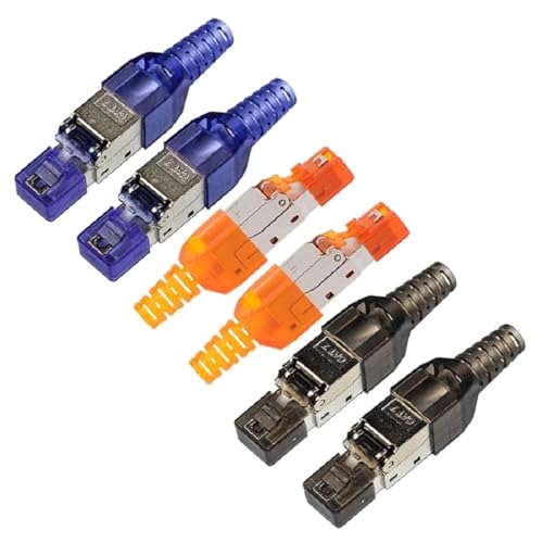Wooja CAT7 Stecker Feldkonfektionierbar RJ45-Stecker LAN Voll geschirmt 6 Stück (3x2) Bundle toolless Plugs werkzeuglos CAT 7 CAT6 CAT6A von Wooja