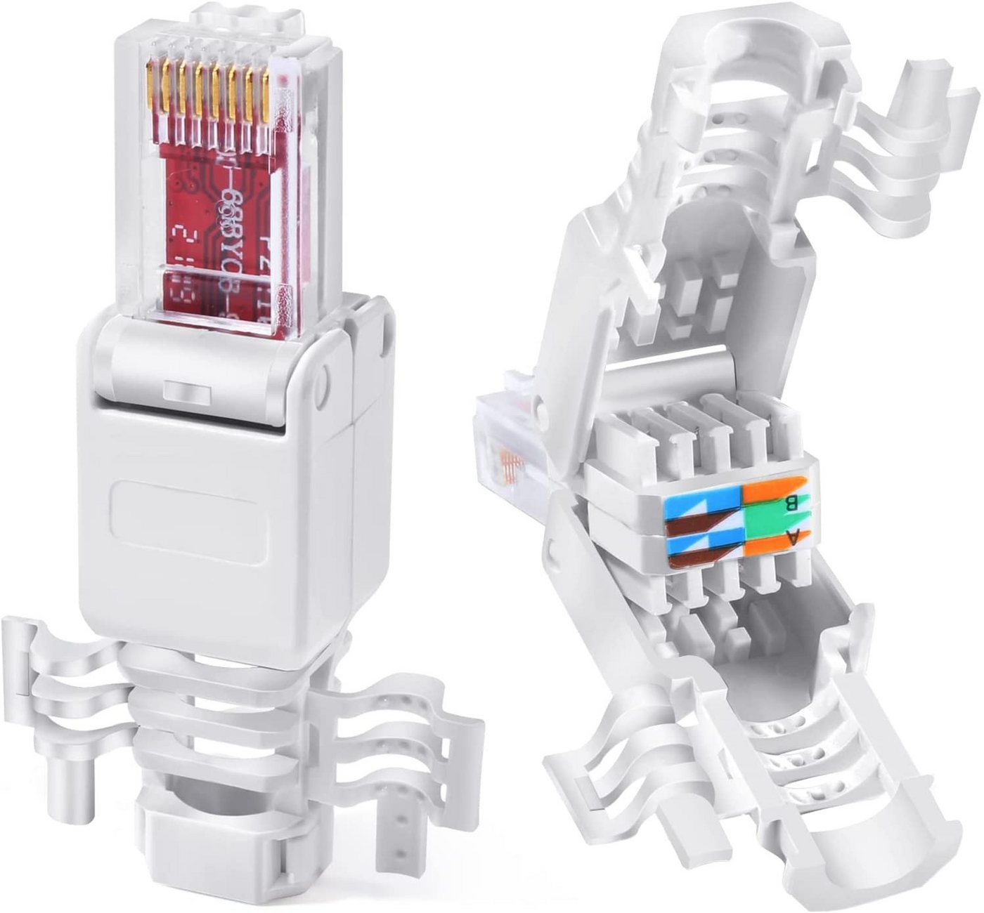 Wooja Wooja 4x RJ45 Konnektor werkzeuglos CAT6 CAT6A red white Netzwerk-Adapter RJ45 von Wooja