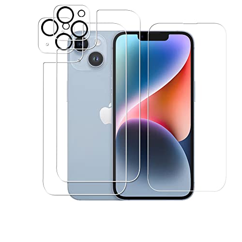 Rückseite Schutzfolie (2)+Schutzfolie(1)+Kamera Schutzfolie(2) für iPhone 14 Panzerfolie, HD Panzer Schutz Glas Folie Displayschutz kompatibel mit iPhone14 [Anti-Kratzen] [Blasenfrei][9-H-Härte] von Wookfiss