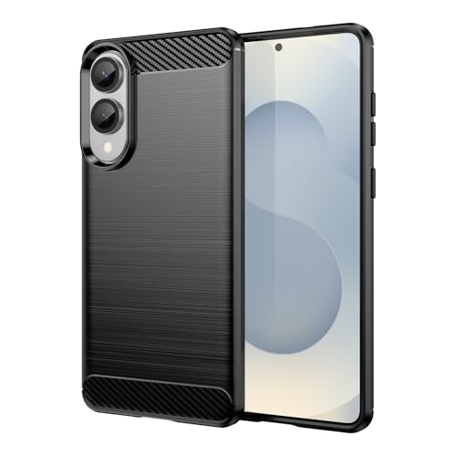 Wookfiss Handyhülle für Samsung Galaxy S25 Edge Hülle, Weiche Kohlefaser Design TPU Silikon Flexible Stoßfeste Kratzfest Schutzhülle Kompatibel mit Samsung Galaxy S25 Edge, Schwarz von Wookfiss