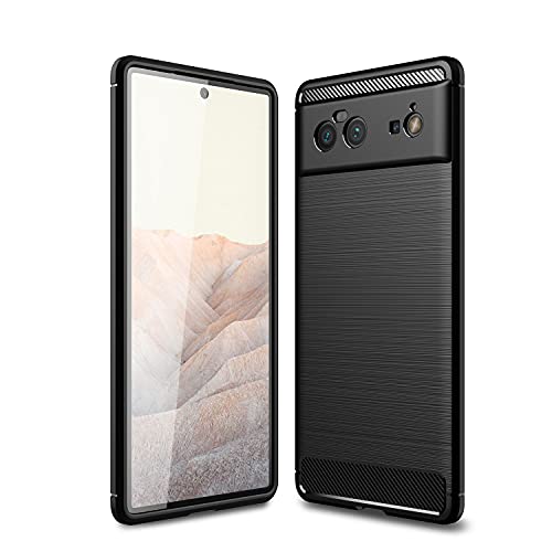 Wookfiss Hülle für Google Pixel 6 Kohlefaser Material Design Silikon TPU Flexible Stoßfeste Schutzhülle Kompatibel mit Google Pixel 6 Hülle von Wookfiss