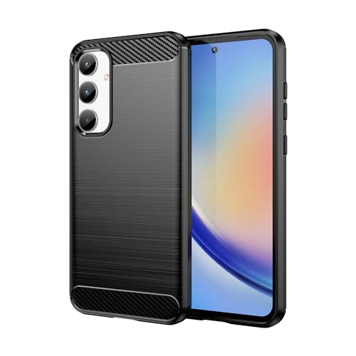 Wookfiss Hülle für Samsung Galaxy A35 5G Ultra Kohlefaser Material Design Silikon TPU Flexible Stoßfeste Schutzhülle Kompatibel mit Galaxy A35 5G von Wookfiss