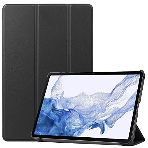 Wookfiss Hülle für Samsung Galaxy Tab S9, Modische Smart Trifold Stand Cover, Hochwertiges PU Leder mit Auto Schlafen/Wachen Schutzhülle, Schwarz von Wookfiss