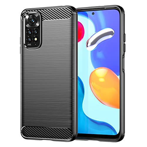 Wookfiss Hülle für Xiaomi Redmi Note 11/ Note 11S Kohlefaser Material Design Silikon TPU Flexible Stoßfeste Schutzhülle Kompatibel mit Redmi Note 11/11S Hülle von Wookfiss