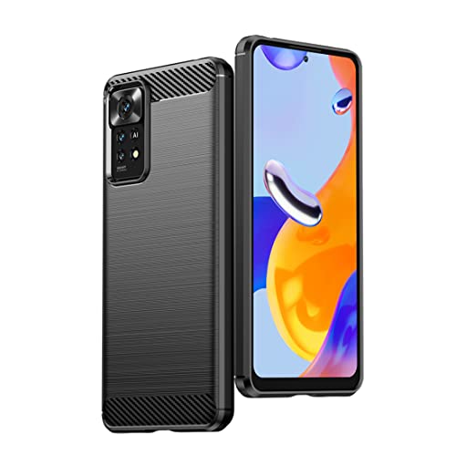 Wookfiss Hülle für Xiaomi Redmi Note 11 Pro/Note 11 Pro 5G Kohlefaser Material Design Silikon TPU Flexible Stoßfeste Schutzhülle Kompatibel mit Redmi Note 11 Pro/11Pro 5G Hülle von Wookfiss