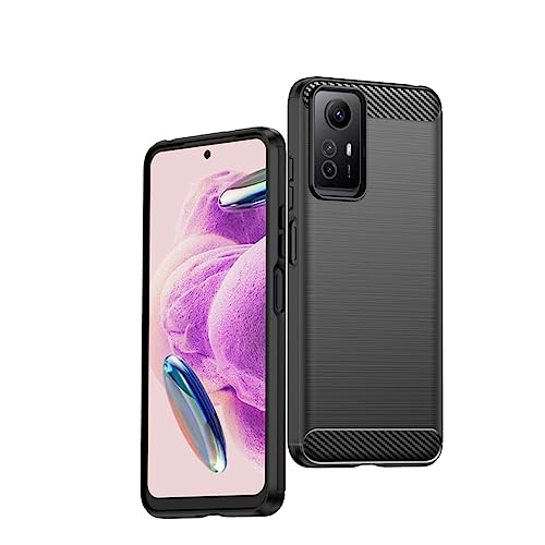 Wookfiss Hülle für Xiaomi Redmi Note 12S Kohlefaser Material Design Silikon TPU Flexible Stoßfeste Schutzhülle Kompatibel mit Redmi Note 12S von Wookfiss