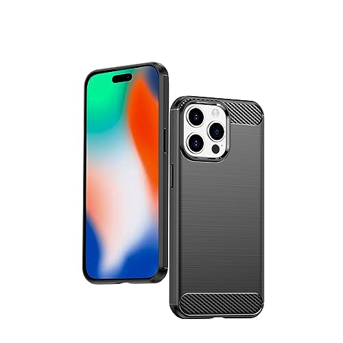 Wookfiss Hülle für iPhone 15 Pro Max Kohlefaser Material Design Silikon TPU Flexible Stoßfeste Schutzhülle Kompatibel mit iPhone15 Pro Max von Wookfiss
