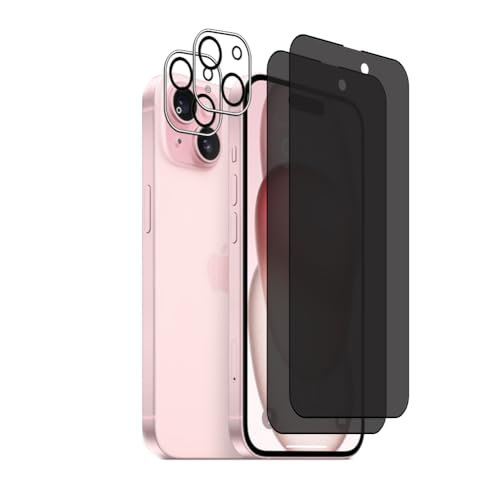 Wookfiss Privacy Schutzfolie für iPhone 15 für Panzerglas, 2 Stück Sichtschutz Schutzfolie + 2 Stück Kameraschutz, 9H Härte, Anti-Kratz, Anti-Bläschen, Displayschutz kompatibel mit iPhone 15 Wookfiss Privacy Schutzfolie für iPhone 15 für Panzerglas, 2 Stück Sichtschutz Schutzfolie + 2 Stück Kameraschutz, 9H Härte, Anti-Kratz, Anti-Bläschen, Displayschutz kompatibel mit iPhone 15 von Wookfiss