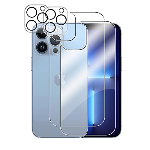 Wookfiss Rückseite Schutzfolie (2)+Kamera Schutzfolie(2) für iphone 13 pro max für Panzerglas, Hinten Schutzfolie 9H Vollabdeckung Zurück Film Anti-Kratzen Displayschutzfolie Klar Rückseite Folie von Wookfiss