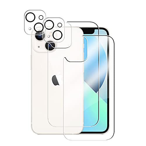Rückseite Schutzfolie (2) + Kamera Schutzfolie (2) für iphone 13 mini für Panzerglas, Hinten 9H Vollabdeckung Zurück Film Anti-Kratzen Displayschutzfolie Klar Rückseite Folie für iphone13 mini von Wookfiss