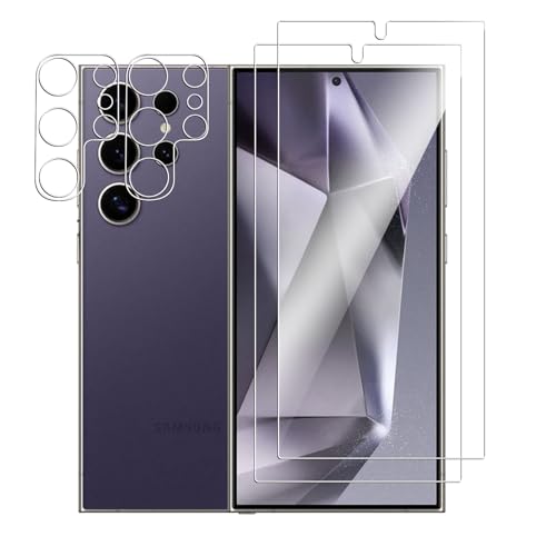 Wookfiss Schutzfolie für Samsung Galaxy S24 Ultra Panzer Schutz Glas Folie, 2 Stück Panzerfolie + 2 Stück Kamera Schutzfolie, 9H Härte, Anti-Kratz, Anti-Bläschen, HD Klar Displayschutz von Wookfiss