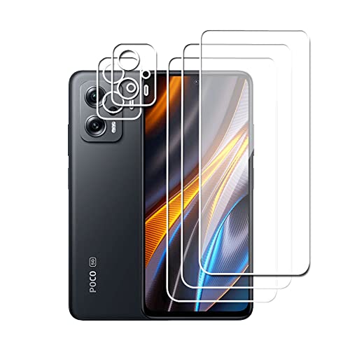 Wookfiss Schutzfolie für Xiaomi Poco X4 GT Panzer Schutz Glas Folie, 3 Stück Panzerfolie + 2 Stück Kamera Schutzfolie, 9H Härte, Anti-Kratz, Anti-Bläschen, HD Klar Displayschutz von Wookfiss