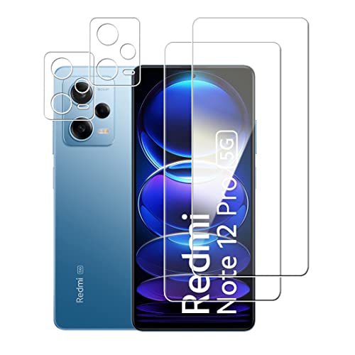 Wookfiss für Panzerglas(2)+Kamera Schutzfolie(2) für Xiaomi Redmi Note 12 Pro 5G, HD Panzerfolie Displayschutzfolie kompatibel mit Redmi Note12 Pro [Anti-Kratzen] [Blasenfrei] [9-H-Härte] von Wookfiss