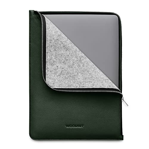 7Woolnut Leder Folio Zipper Sleeve Case Hülle Tasche für MacBook Pro 13/14 Zoll - Grün von Woolnut