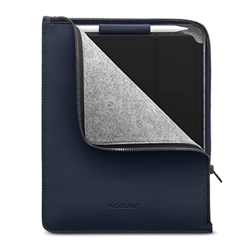 WOOLNUT Matte PU Folio-Hülle für iPad Pro 11 Zoll & Air 11 Zoll (2024, M2, M4) - Mit Stifthalter - Blau - Kompatibel Mit 10,9 Zoll & 10. Generation von Woolnut