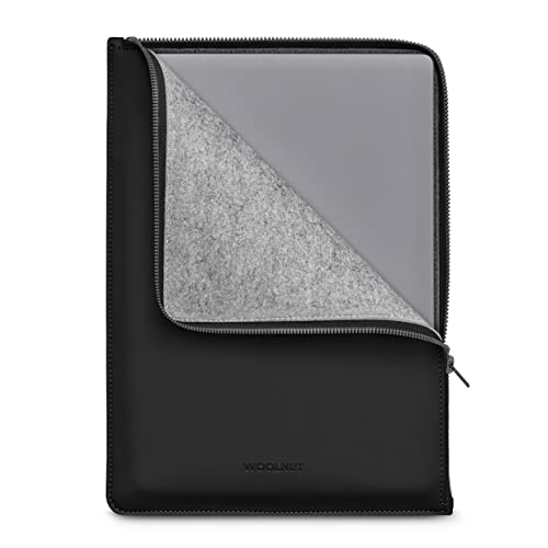 Woolnut Matte PU Folio Zipper Sleeve Case Hülle Tasche für for 14 Zoll MacBook Pro / 13 Zoll MacBook Pro & Air - Schwarz von Woolnut