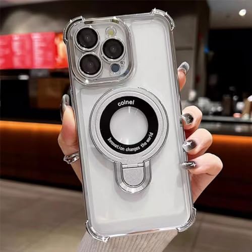 Accurateg.Uc24 Case for Iphone 15/14/13/12 Series, Airbag Four Corners Anti-Drop Magnetic Bracket Case Cover for Iphone, Air Cushion Shockproof (for iphone 12,Silver) von Wopedally