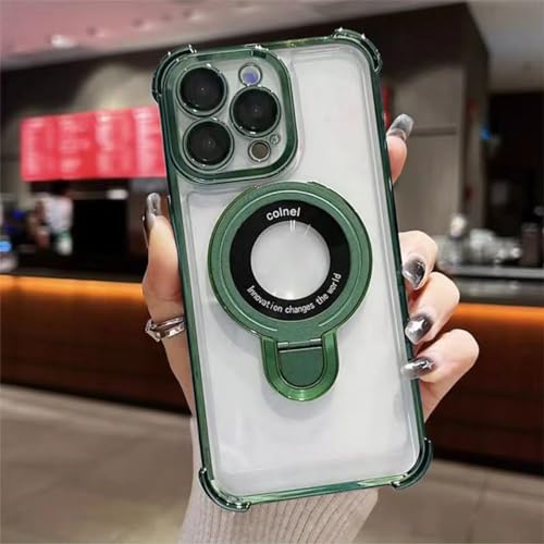 Accurateg.Uc24 Case for Iphone 15/14/13/12 Series, Airbag Four Corners Anti-Drop Magnetic Bracket Case Cover for Iphone, Air Cushion Shockproof (for iphone 15 plus,Green) von Wopedally