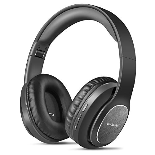 WorWoder Bluetooth Kopfhörer Over Ear, [80 Std] Kabellose Kopfhörer HiFi Stereo Faltbare Headset mit Mikrofon, weiche Ohrpolster für iPhone/ipad/Android/Laptops（Schwarz ） von WorWoder