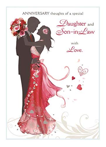 Contemporary Words n Wishes Daughter and Son-in-Law Anniversary Card - Elegant Couple Dancing - Finished with Intricate Silver Foiling - Greeting Card for Him and Her (WW-K152) von Words n Wishes