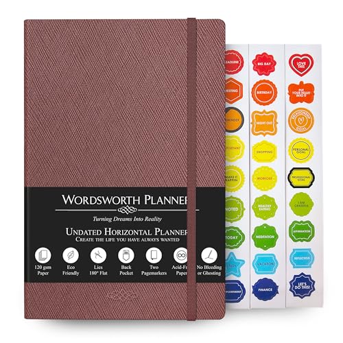 Wordsworth Undated Planner Weekly and Monthly – Punktierter Blankoplaner – Hardcover, undatierter Wochenplaner – Premium-A5-Papier (120gsm) – Monats- Wochen- Jahresübersicht – Bullet-Planer von Wordsworth Planner