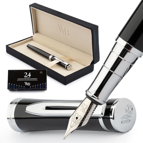 FPE Erudite-Kollektion Gift Case + Free Ink (Medium Nib) schwarz / chrom von Wordsworth & Black