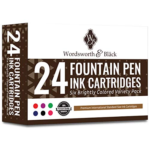 Wordsworth & Black 24er Pack -Tintenpatronen - VIELFALTFARBEN - Internationale Standard größe - Länge ca. 3,8 cm - Basisdurchmesser ca. 0,6 cm - Einweg von Wordsworth & Black