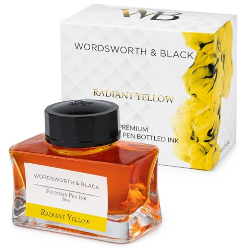 Wordsworth & Black Füllfederhalter-Tintenflasche (50 ml) Premium Luxury Edition [Atemberaubendes Gelb] Füllfederhalter-Tintenflasche; Klassisch Gestaltete Flasche Smooth Flow 50 Ml von Wordsworth & Black