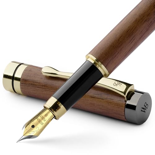 Wordsworth & Black's Fountain Pen Set, Luxury Bamboo Wood - Extra Fine Nib, Gift Case; Includes 6 Ink Cartridges, Ink Refill Converter -Journaling, Calligraphy; Drawing, Smooth Writing [Brown Wood] von Wordsworth & Black