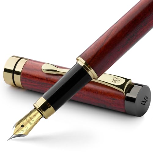 Wordsworth & Black's Fountain Pen Set, Luxury Bamboo Wood - Extra Fine Nib, Gift Case; Includes 6 Ink Cartridges, Ink Refill Converter -Journaling, Calligraphy; Drawing, Smooth Writing [Rosewood] von Wordsworth & Black