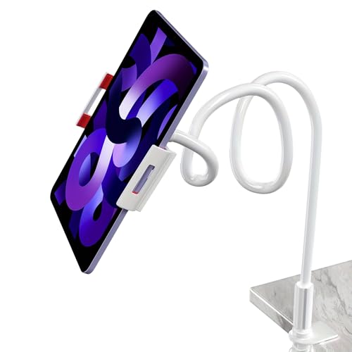 Schwanenhals Tablet Halterung für Bett & Tisch – Flexibler Arm Handyhalterung, 360° Verstellbarer Ständer für Smartphone und Tablet bis 10,5", Perfekt für Filme, Lesen & Videoanrufe (Weib) von Worezal