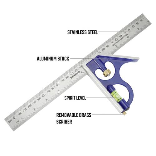 WorkPro WP264002 Aluminium-Kombinationsquadrat 300mm von WorkPro