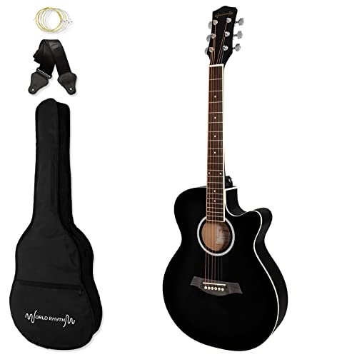 World Rhythm 3/4 Akustikgitarre - Cutaway-Gitarre mit kleinem Korpus für Anfänger, Schwarz WR-204 World Rhythm 3/4 Akustikgitarre - Cutaway-Gitarre mit kleinem Korpus für Anfänger, Schwarz WR-204 von World Rhythm