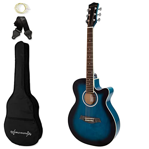 World Rhythm 3/4 Akustikgitarre - Cutaway-Gitarre mit kleinem Korpus für Anfänger in Blau World Rhythm 3/4 Akustikgitarre - Cutaway-Gitarre mit kleinem Korpus für Anfänger in Blau von World Rhythm