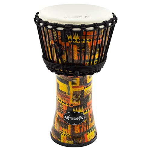 World Rhythm MDJ001-OR 8" Seil gestimmte Djembe-Trommel - Orangefarbene Afrikanische Synthetic Handtrommel von World Rhythm