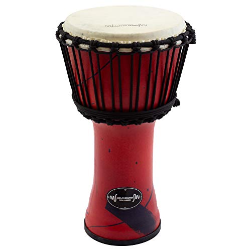 World Rhythm MDJ001-RD 8" Seil gestimmte Djembe-Trommel - Orangefarbene Afrikanische Synthetic Handtrommel MDJ001-RD von World Rhythm