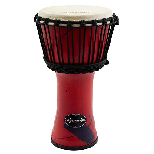 World Rhythm MDJ002-RD 10" Seil gestimmte Djembe-Trommel - Rote Afrikanische Synthetic Handtrommel von World Rhythm
