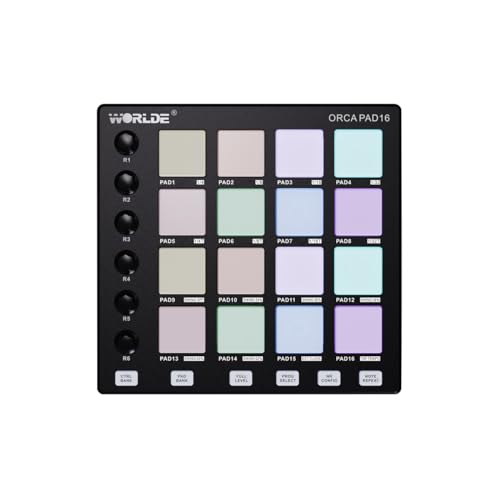 Worlde Orca Pad-16 - Performance Controller mit 16 Pads mit RGB-Hintergrundbeleuchtung, USB 2.0, Schwarz Worlde Orca Pad-16 - Performance Controller mit 16 Pads mit RGB-Hintergrundbeleuchtung, USB 2.0, Schwarz von WorldE