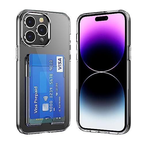 Wormcase Kunststoff Hülle mit Kartenfach kompatibel mit iPhone 15 Pro - Kartenfach - K2 - Transparent TPU Schale Back-Cover Schutz-Tasche Kratzfest Stoßfest Bumper Crystal-Clear dünn leicht schmal von Wormcase