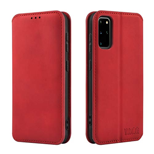 Wormcase Ledertasche für das Samsung Galaxy S20 – Kartenfach – Magnetverschluß – Standfunktion - Stoßfest – Rot - Lederhülle, Etui, Klapphülle, Wallet Case von Wormcase